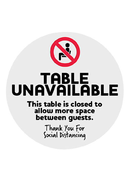 Hospitality Table Not in Use A5 Angled Base sign