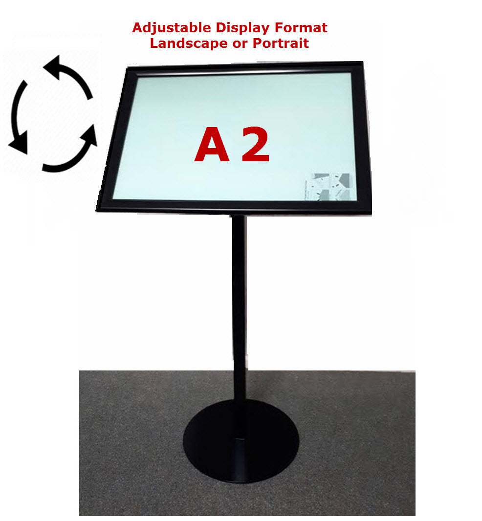 A2 Black Freestanding Snap Frame Menu / Display Stand