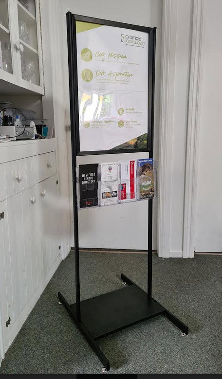 A2 Black Poster Stand, Optional DLE Leaflet Holders,