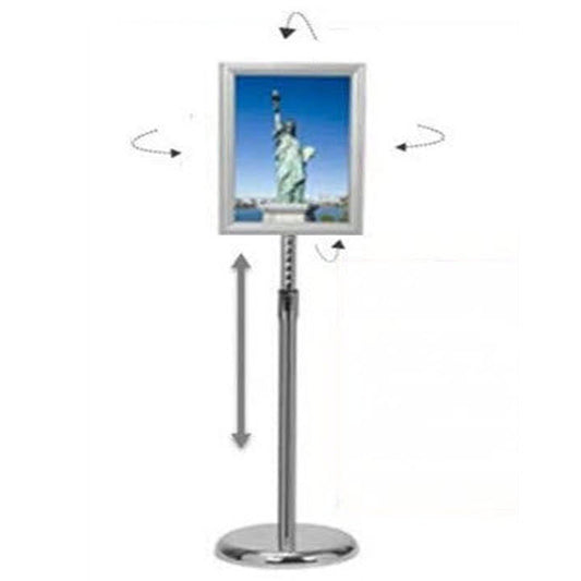 Freestanding Chrome A4 Adjustable Snap Frame Display Stand